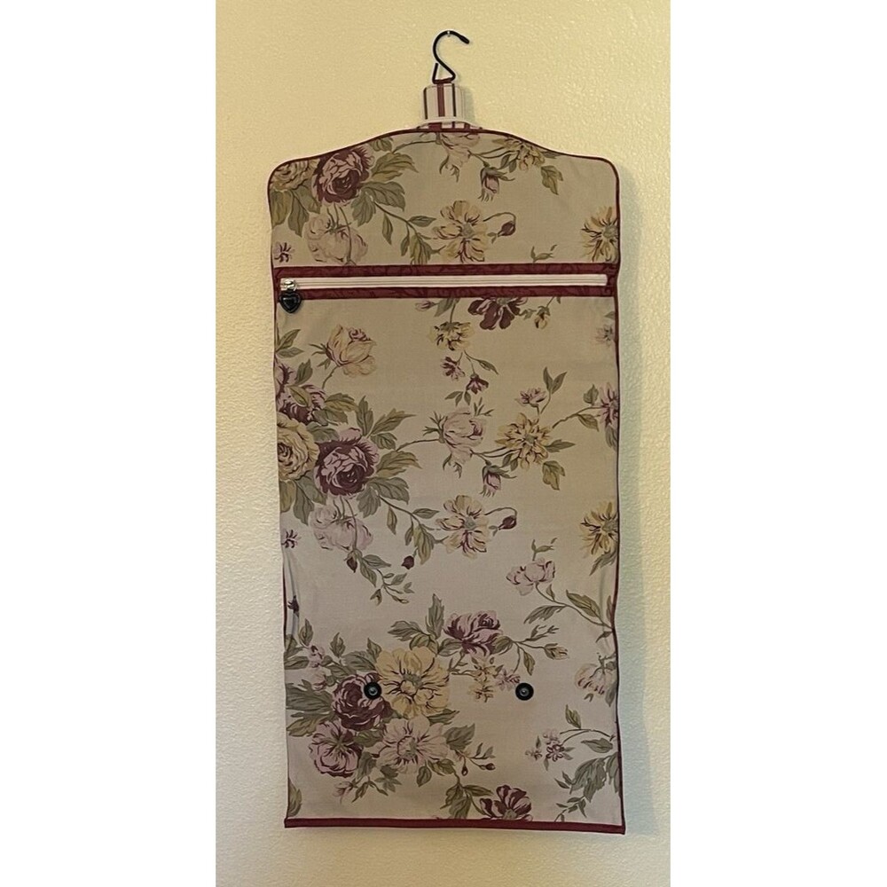 Brighton Floral Leather Heart Zip Hanging Travel Toiletry Bag Vtg